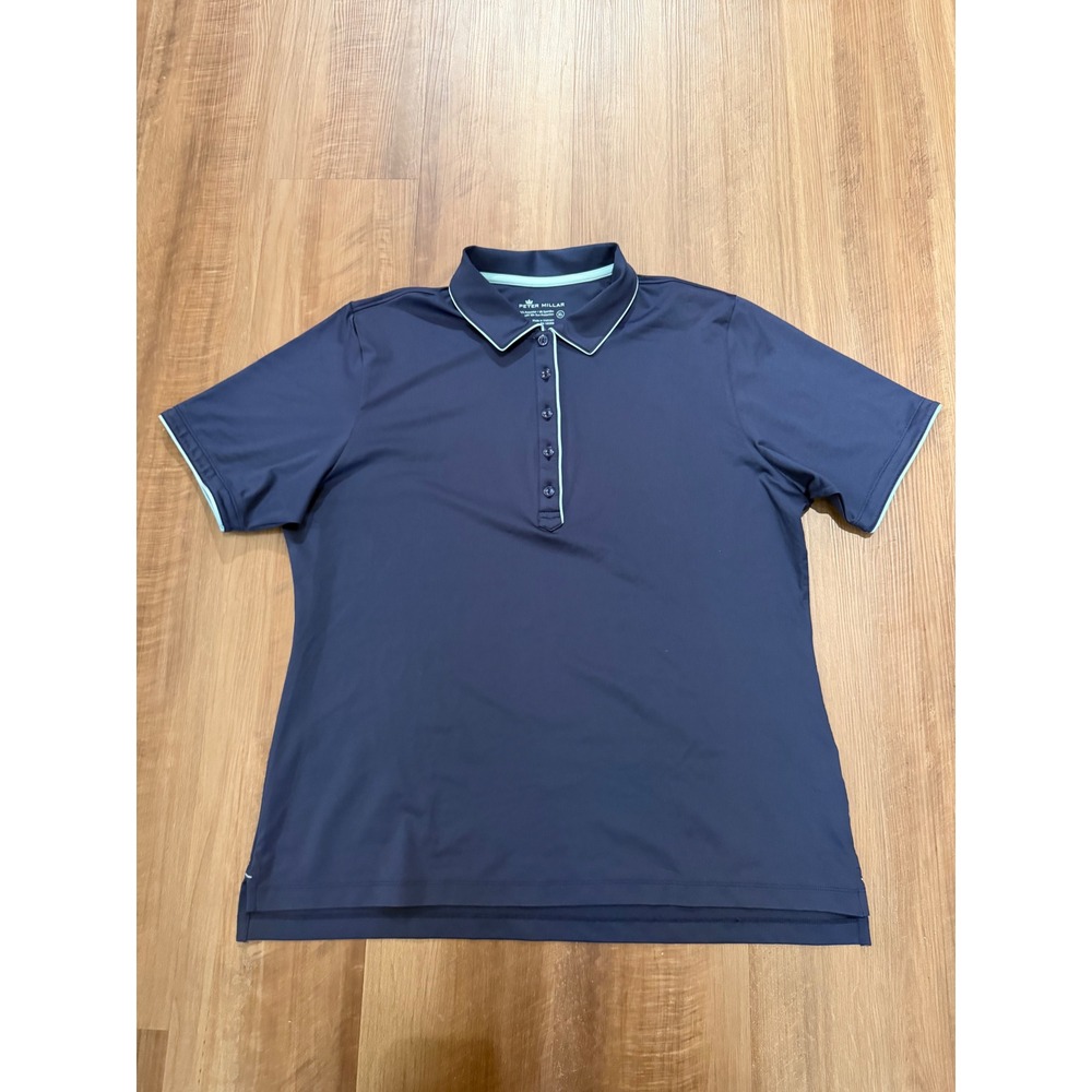 Peter Millar Polo Shirt Womens XL Navy Blue Short Sleeve UPF 50+ LF17EK13